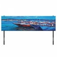 thumbnail image 3 of Country Headboard, Sail Boats Ships on the Shore Harbor by the Sea Small Rural Fishing Town Art, Upholstered Decorative Metal Bed Headboard with Memory Foam, King Size, Navy Red, by Ambesonne, 3 of 4