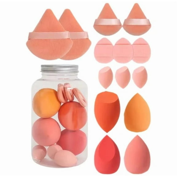 14 Pcs Makeup Sponge MSF2 Set,Beauty Sponges Blender with 4 Pcs Powder Puff and 4 Pcs Mini Make up Sponges Valentine's Day,Mother's Day for Women Liquid,Foundation,Powder,Concealer,Cream(Pink)