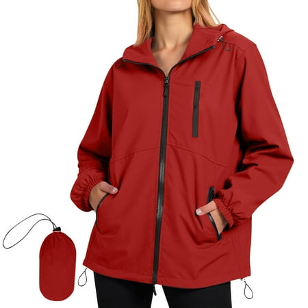 XFLWAM Rain Jacket for Women Waterproof Lightweight Windbreaker Jacket with Hood Packable Raincoat with Pockets Red XXL XFLWAM Rain Jacket for Women Waterproof Lightweight Windbreaker Jacket with Hood Packable Raincoat with Pockets Red XXL