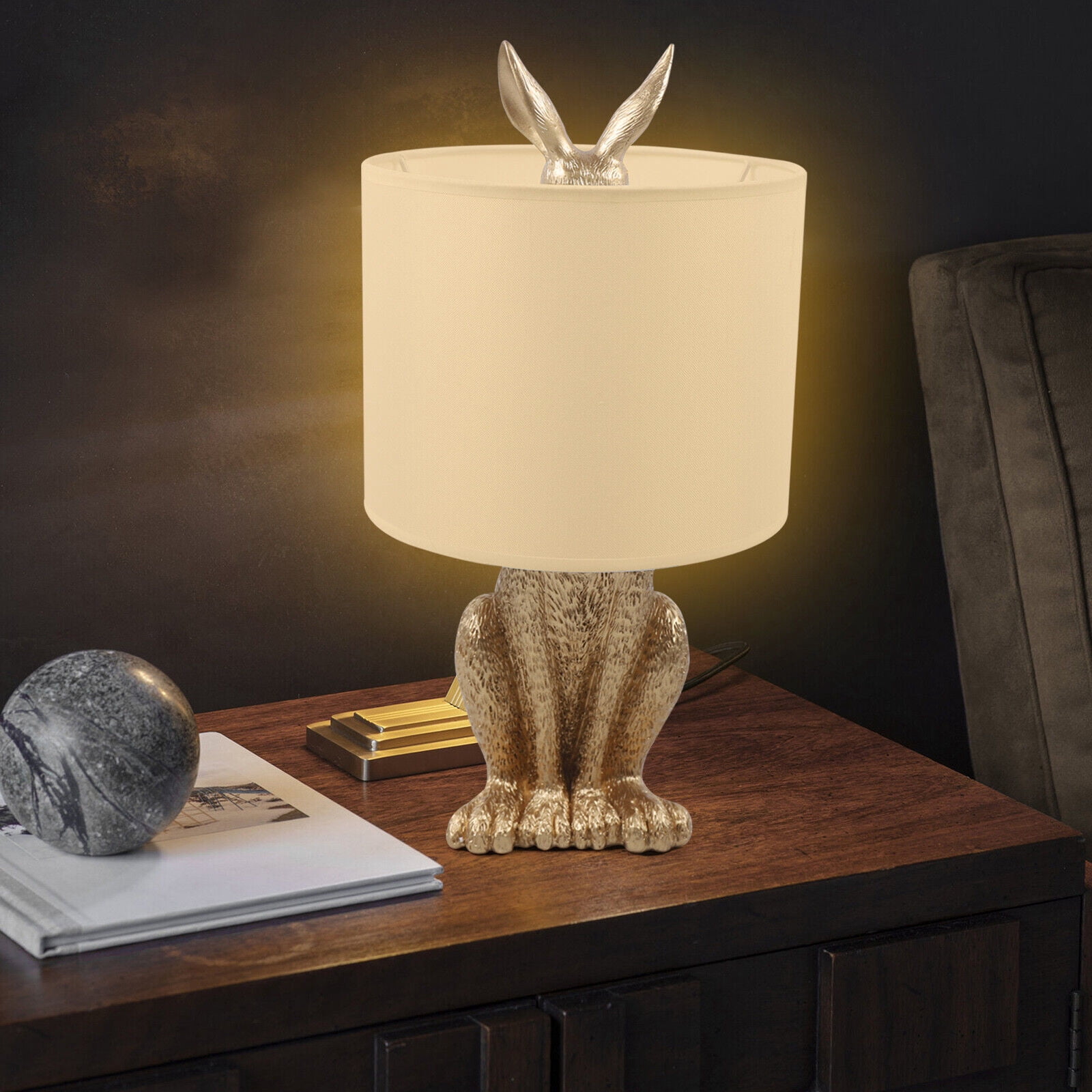 DENEST Gold Rabbit Desk Lamp Table Lamp Lovely Night Light Reading Protect Eyes E27 New