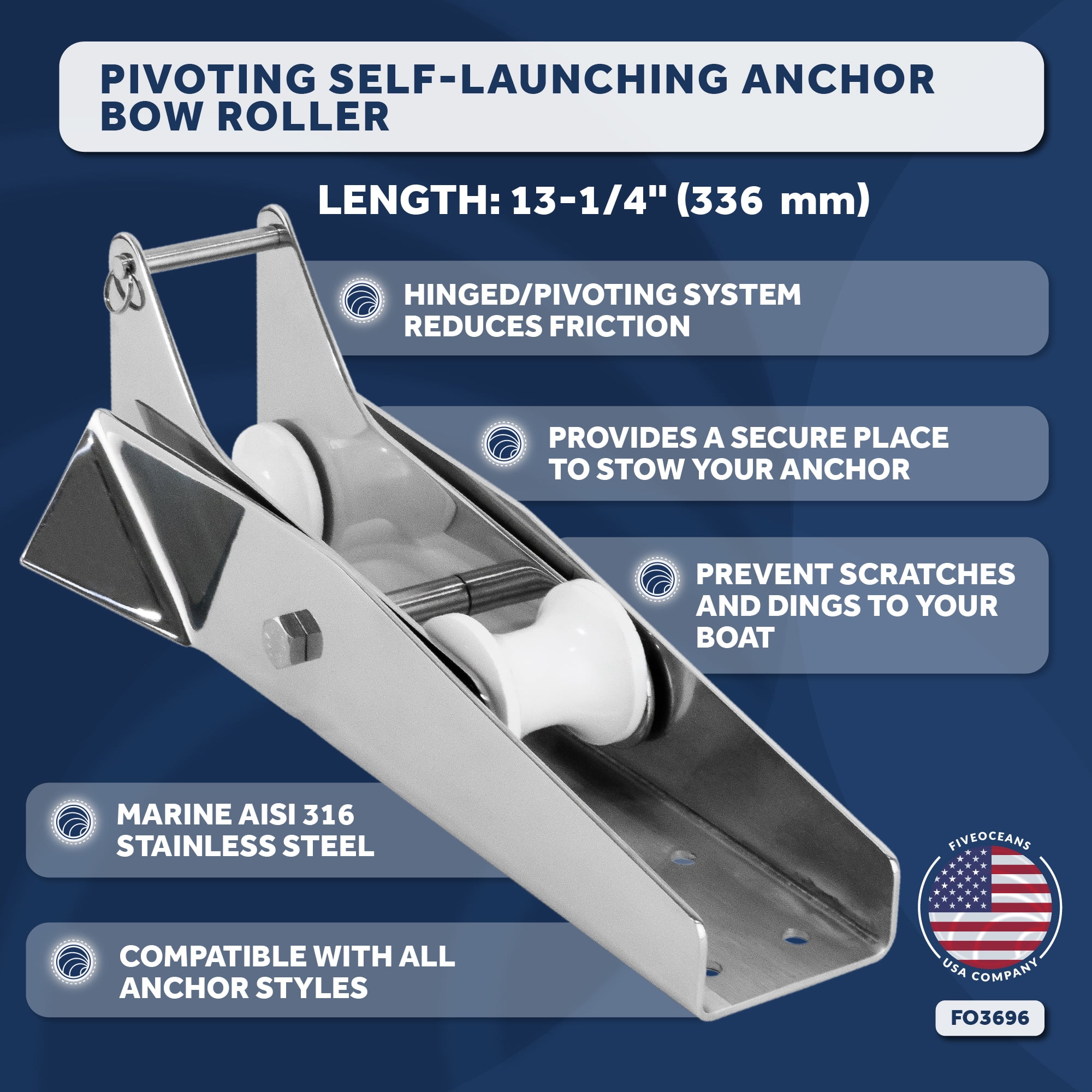 Rouleau D'ancre En Acier Inoxydable 316 Pour Yacht - Poulie Auto-libérante Pour Bateau - 13