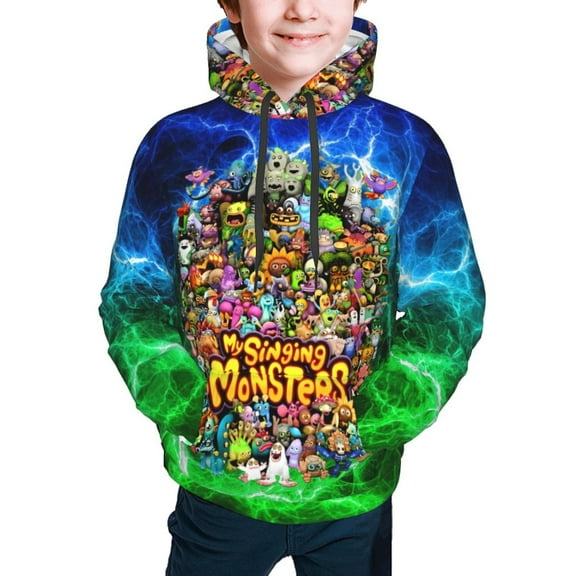 My Singing Monsters Kids' Hoodie 3d Print Sweatshirt Soft Pullover Hooded With Big Pockets For Boys Or Girls Small