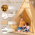 thumbnail image 4 of Carpa tipo tipi Wirhao para niños con lona de algodón y luces, 4 of 7