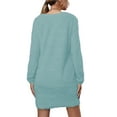 thumbnail image 2 of Fangasis Ladies Mini Dresses Plush Sweater Dress Long Sleeve Pullover Jumper Women Slouchy Casual Warm Light Blue 2XL, 2 of 4