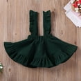 thumbnail image 3 of Toddler Baby Girls Corduroy Suspender Skirt Ruffle Hem Solid Color Sleeveless Strap Overall Dress, 3 of 7