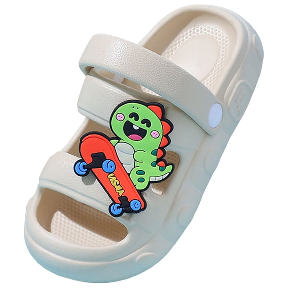 Staki Kids Boys Slides Sandals Cloud Slides for Kid Shower Slippers Bathroom Pool Sandals Boys Comfy Thick Sole Slippers Summer Non-Slip Beach Shoes(Khaki,1 Big Kid)