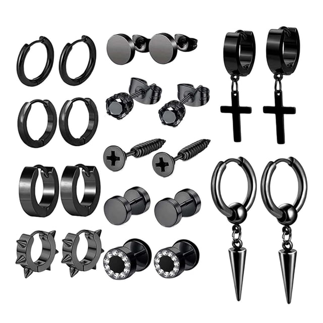 22 pendientes colgantes , juego de pendientes de tuerca, pendientes góticos de perforación de joyería, pendientes de aro de cadena larga para Salvador Pendientes colgantes