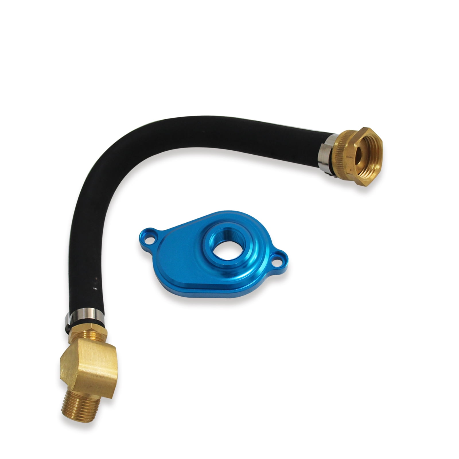 6.0L Powerstroke Oil Cooler Flush Kit with Blue Aluminum Flush Adapter