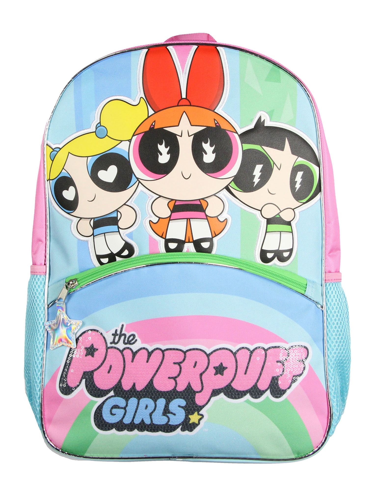 The Powerpuff Girls Buttercup Blossom Bubbles Heroine Stance Backpack 17" Travel Laptop Backpack