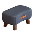thumbnail image 3 of Reposapiés pequeño otomano con patas de madera, creativo, con asa Azul oscuro, 3 of 9