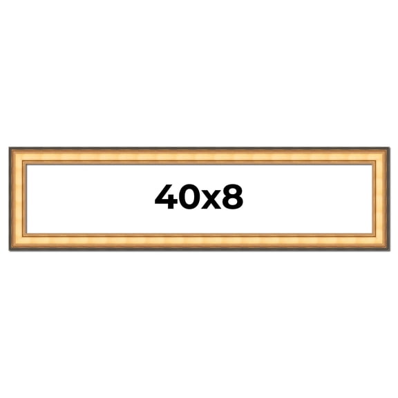40x8 Frame Gold Plein Aire Solid Wood Picture Frame Width 2 Inches | Interior Frame Depth 0.5