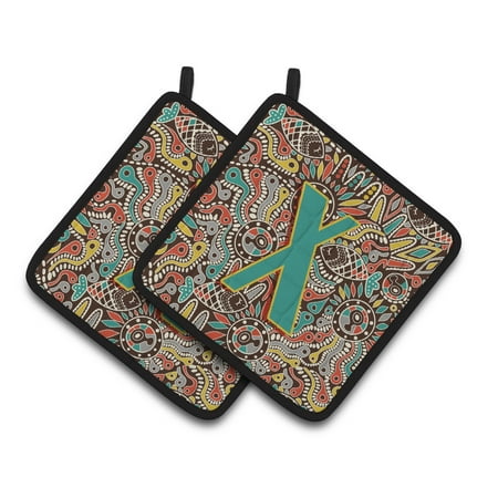 

Carolines Treasures CJ2013-XPTHD Letter X Retro Tribal Alphabet Initial Pair of Pot Holders 7.5HX7.5W multicolor