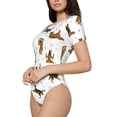 thumbnail image 2 of Daiia German Shepherd Dog print Women's Crew Neck Short Sleeve Bodysuit Fashion Tops Fit Casual Basic Extender Bodysuit-Medium, 2 of 9