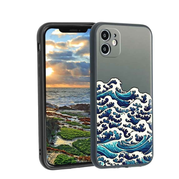 Waves-1 Phone Case, Degined for iPhone 12 Case Men Women, Flexible Silicone Shockproof Case for iPhone 12