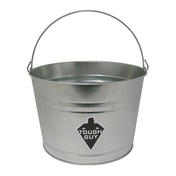 4 1/4 gal Round Bucket, 13 in Dia, Silver, Galvanized Steel 32XE83