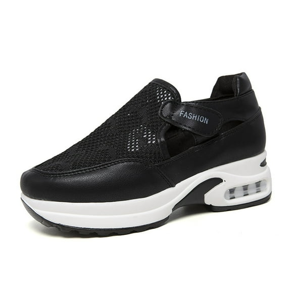 Ruziyoog Ladies Casual Shoes Saving Sports Casual for Women Clearance, Flying Woven Sports Shoes Women's Breathable Mesh Casual Flat Bottom Light Shoes Black 4.5