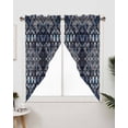 thumbnail image 3 of Swag Curtains, Boho Circle Blue Abstract Geometric Lines Texture Rod Pocket Kitchen Curtains Valances Tier Curtains Swag Valance Curtains for Bedroom Living Room 36" x 45", 2 Panels, 3 of 6