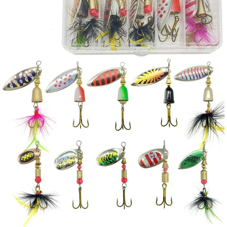 Buy Magreel Fishing Lures Spinnerbait, 10/16pcs Freshwater Saltwater Fishing  Lures Kit Set, Bass Trout Salmon Hard Metal Spinner Baits with Tackle  Box/Bag Online at Low Prices in India 