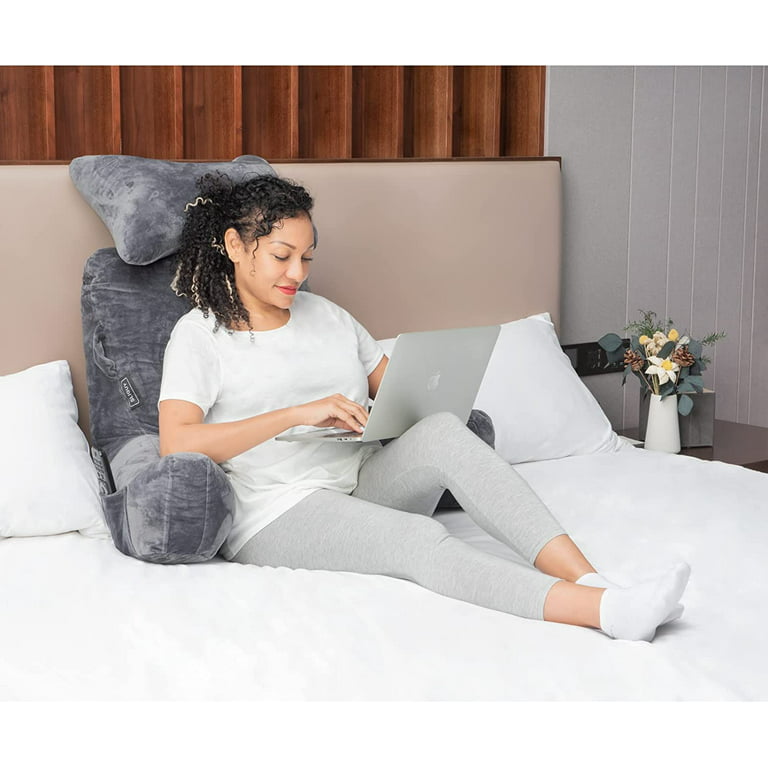 Soft Lap Desk Pillow for Adult, Reading Pillow with Pocket, Arm Rest  Pillow, Memory Foam Bed Rest Pillows can Reading, Working in Bed Floor  Sofa(Grey)