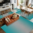 thumbnail image 5 of 2.7x5 Area Rugs, Teal Grey Ombre Non-Skid Rubber Backing Large Rectangle Rugs - Living Room Bedroom Home Office, Gradient Contemporary Abstract Art Indoor Floor Mat Carpets Washable Rug, 5 of 9