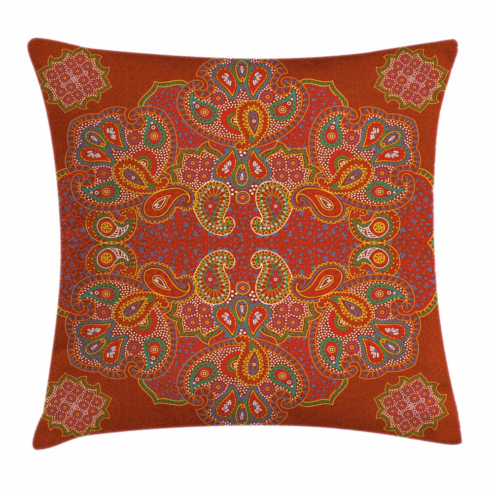Red Mandala Throw Pillow Cushion Cover, Moroccan Persian Design
