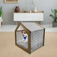 thumbnail image 3 of Skull Pet House, Crowned Skull Crossbones Illustration Against Animal Skin Print Pattern, Outdoor & Indoor Portable Dog Kennel with Pillow and Cover, 5 Sizes, Black White Purplegrey, by Ambesonne, 3 of 5