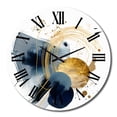 thumbnail image 2 of Designart "Landscape with Dark Blue and Gold Strokes III" Modern Geometric Oversized Wall Clock, 2 of 5