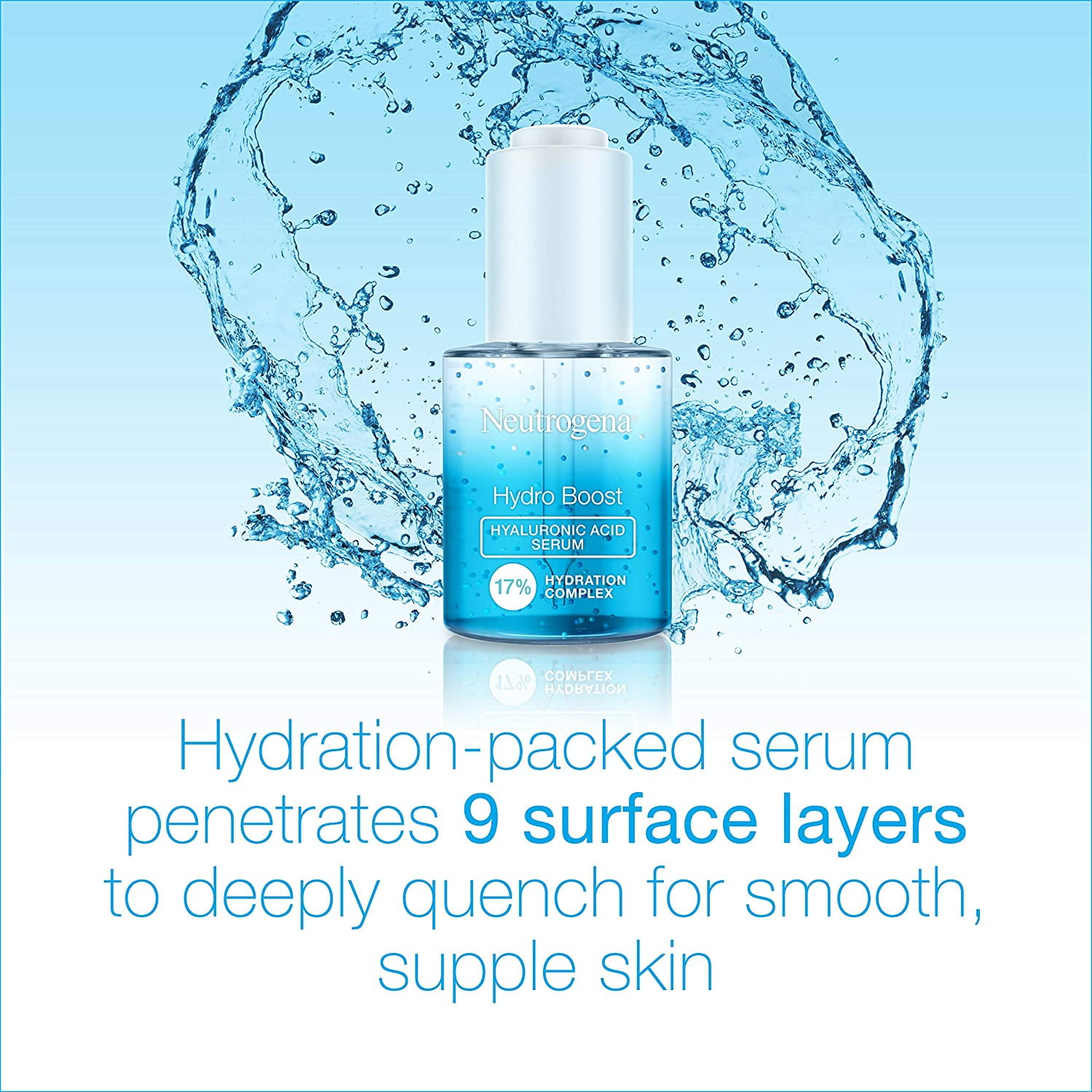 Neutrogena Hydro Boost Hyaluronic Acid Serum with 17% Hydration Complex, Lightweight Daily Hyaluronic Acid Facial Serum for Dry Skin, Oil-Free Fragrance-Free, 1 Fl Oz