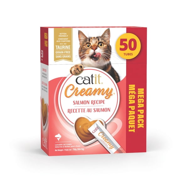 Catit Creamy Salmon Flavour Lickable Cat Treat, 50 ct, Pack 2