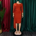 thumbnail image 3 of AURA Plus Size Summer Office Pencil Midi Dress Three Quarter Sleeve Pleated Professional African Elegant Work Dress, 3 of 10