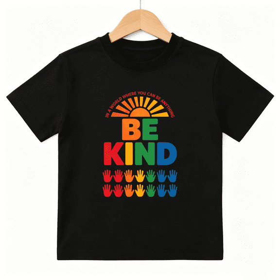 Be Kind Colorful Hands Boys Graphic Tee, In A World Where You Can 100% Cotton Kids Short Sleeve T-Shirt