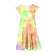 thumbnail image 3 of OGLCCG Girls Summer Dresses Ruffle Short Sleeve Casual Twirly Sundress with Pockets Tie Dye Tiered Swing Midi Dress for Kids 6M-15T, 3 of 4