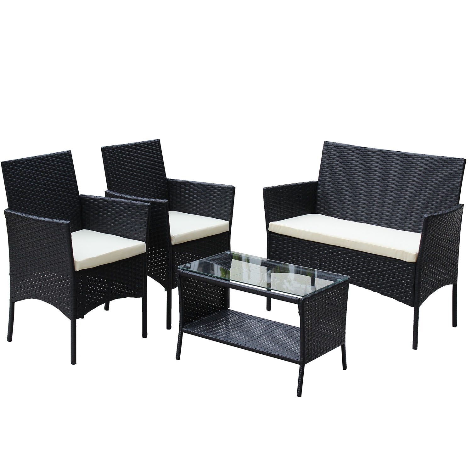 Seizeen New Patio Furniture Set, 4 Pieces AllWeather PE Wicker