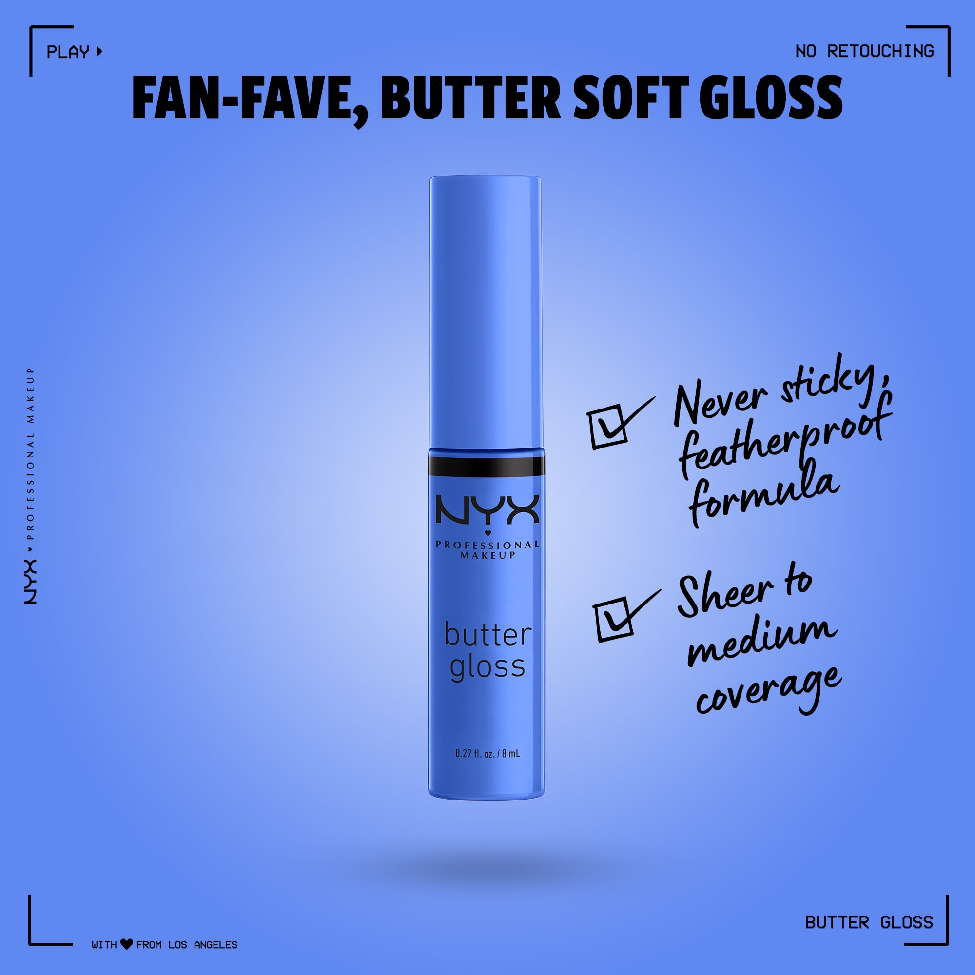 (2 pack) NYX Professional Makeup Butter Gloss, Non-Sticky Lip Gloss, Blueberry Tart, 0.27 Oz