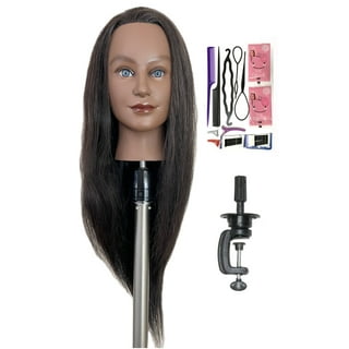 Morris Mannequin Head 100% Real Hair Training Head Manikin Head Cosmetology  Doll Head for Hairdresser Practice HairStyling Braiding with Clamp Stand