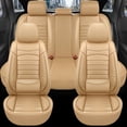 thumbnail image 4 of Full Set for Nissan Pathfinder Car Seat Covers 2011-2026,Waterproof Nappa Leather Car Seat Protector,Anti-Slip and Comfortable Car Seat Cover&Accessories(5 Seats/Beige), 4 of 7