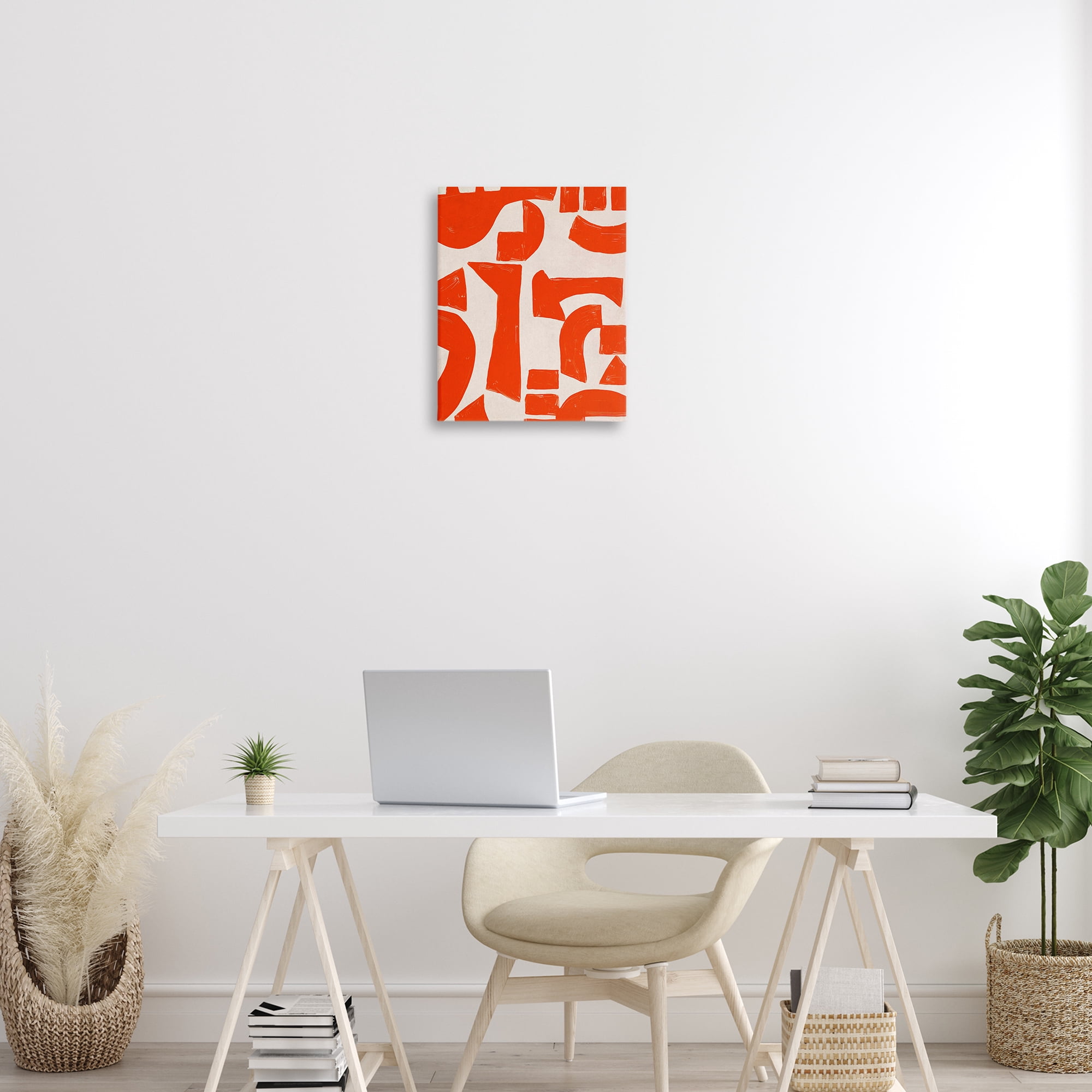 Stupell Industries Red Asymmetrical Shapes Abstract Painting Wrapped Canvas Art Print Wall Art, 16 x 20