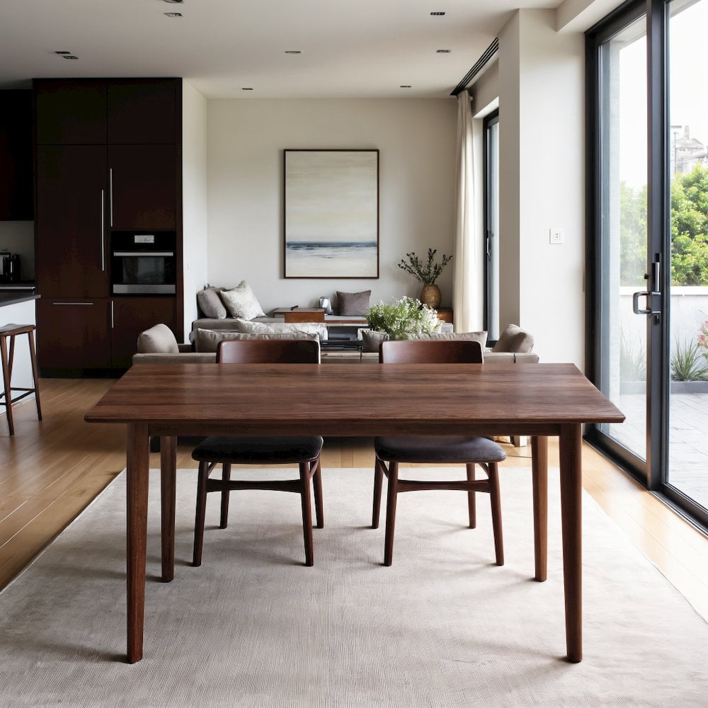 FurniFact Solid Wood Dining Table in Brown, Elegant Dining Room Table for Kitchen
