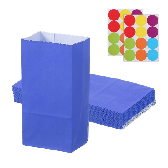 Uxcell Party Favor Bag, Mini Paper Candy Bags Gift Treat Celebration Halloween Goody Birthday Wedding Party with Stickers Navy Blue 7.1 in