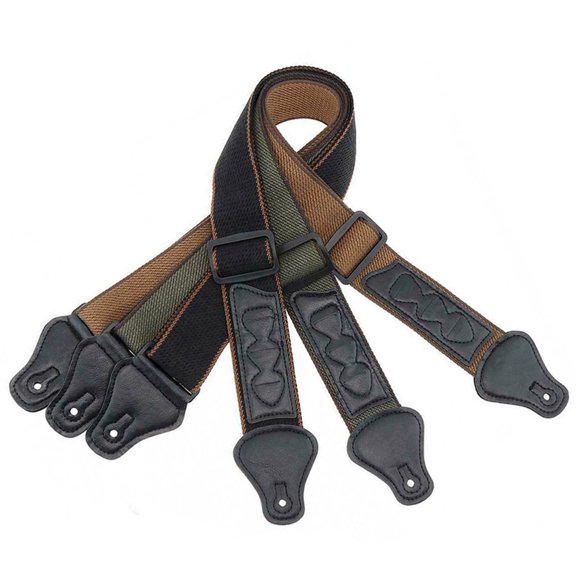 Guitar Strap Pure Cotton Adustable 3 Optional Colors Straps with 2 Rubber Strap Lock and 5 Picks