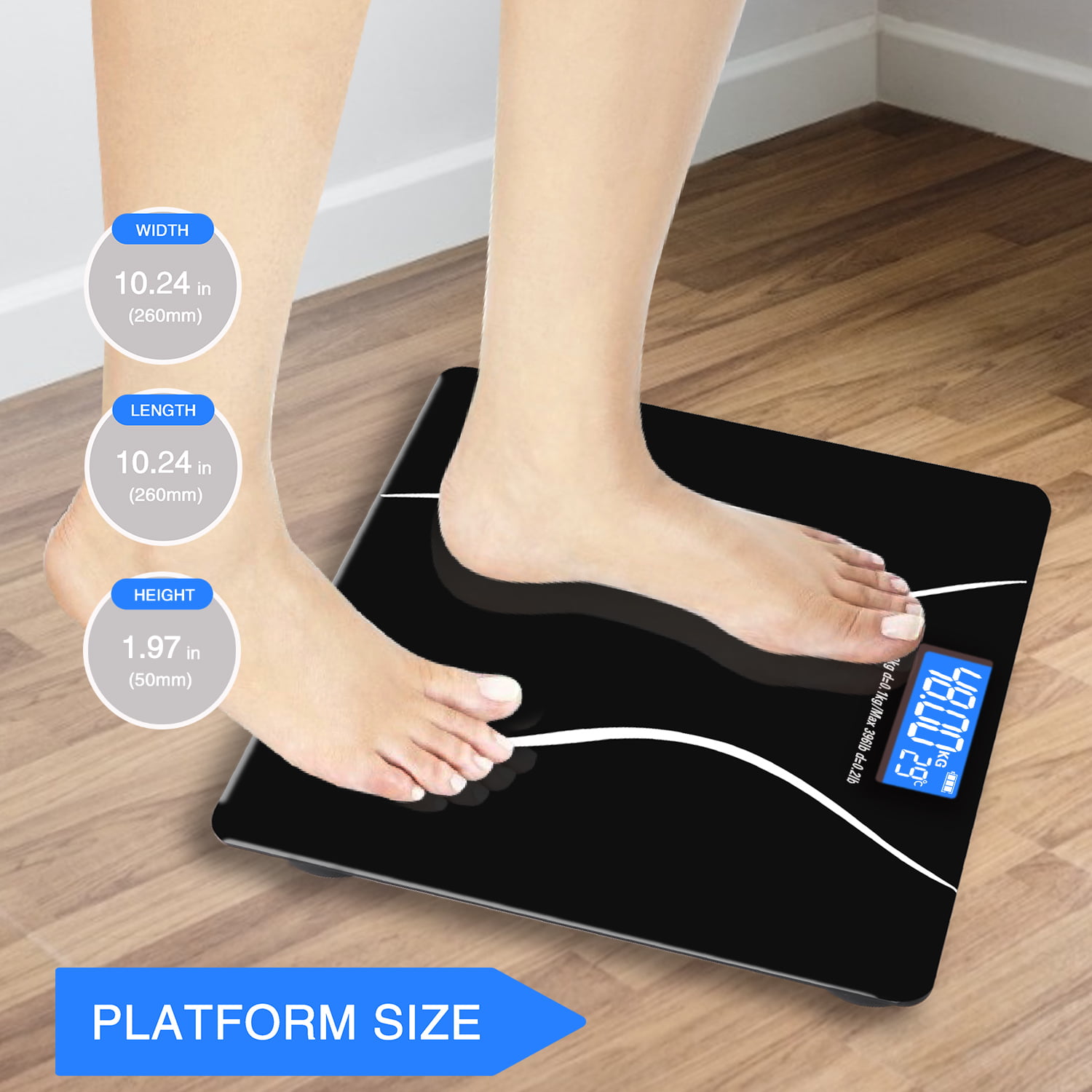 LOFTILLA Scale for Body Weight, Weight Scale, Digital Bathroom Scale, 396  lb Weighing Scale Black Body weight scale