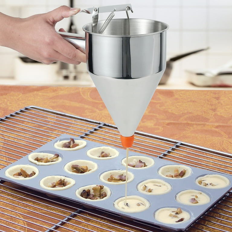 Kyoffiie Pancake Batter Dispenser Funnel Cake Dispenser with Stand  Stainless Steel Batter Dispenser Multi-Caliber Baking Tool Multi-Purpose  Cake Decorating Tool for Kitchen Baking Pancake 