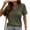 Army Green, variant on SEMPAI Women's Casual V Neck Short Sleeve Waffle Knit Lace Patchwork Shirts Summer Loose Basic Tunic Tops Tee Blouses