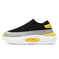 thumbnail image 2 of CORASUN Men's Thick Sole Flyknit Walking Shoes, Breathable Lightweight Slip-on Sneakers for Gym, Casual Work & Travel, Black and Yellow, 2 of 9