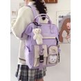 thumbnail image 4 of Fashnice Anti-Theft Laptop Backpack Bookbag Daypack Knapsack Business School Bag Rucksack Purple Backpack+ 3 Badges+ 1 Bear Head+ Pendant, 4 of 4