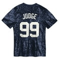 thumbnail image 3 of Juniors Aaron Judge Navy New York Yankees Name & Number Sequin V-Neck Top, 3 of 3