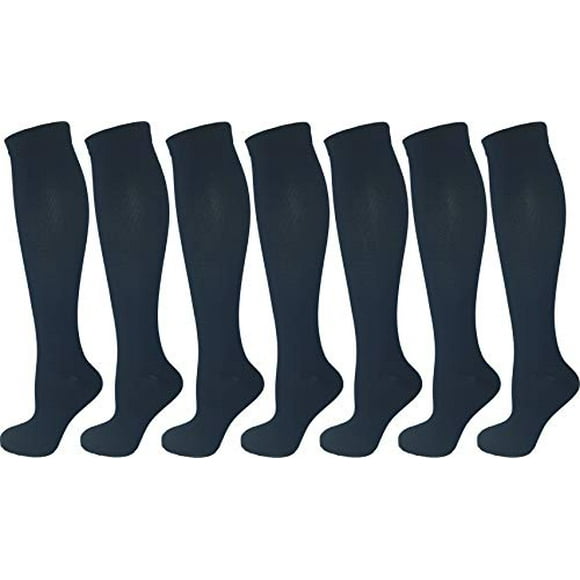 7 Pair Graduated Compression Socks for Men and Women (All Navy Blue, Large/X-Large)