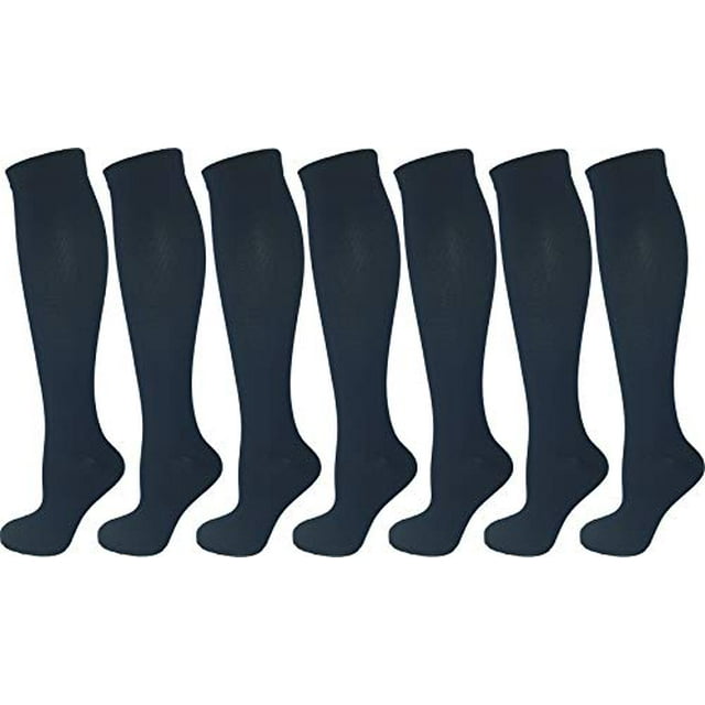 7 Pair Graduated Compression Socks for Men and Women (All Navy Blue, Large/X-Large)