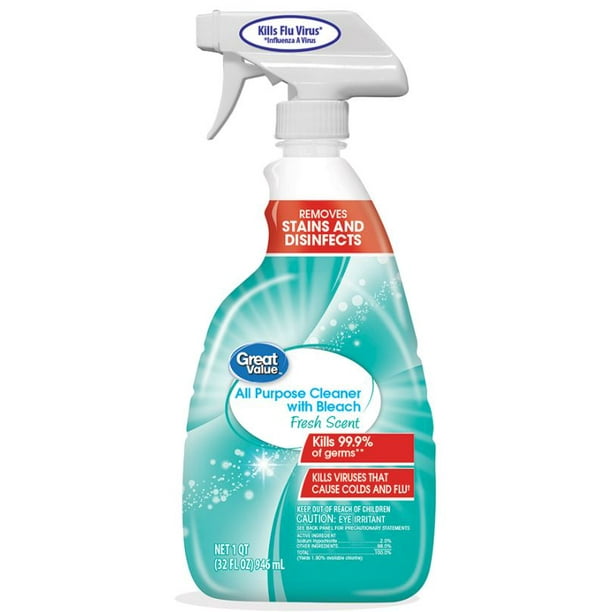 Great Value All Purpose Cleaner with Bleach, Fresh Scent, 32 Fluid