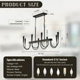 thumbnail image 2 of 45-inch Black Industrial Linear Chandelier, 8-Light Adjustable Pendant Light for Kitchen Island, Dining Room, Farmhouse Ceiling Fixture, 2 of 10